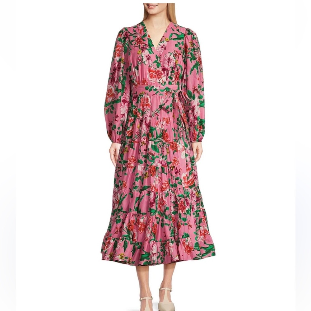 ⭐️NWT Gibson Latimer Floral Print Wrap Long Sleeve Dress⭐️